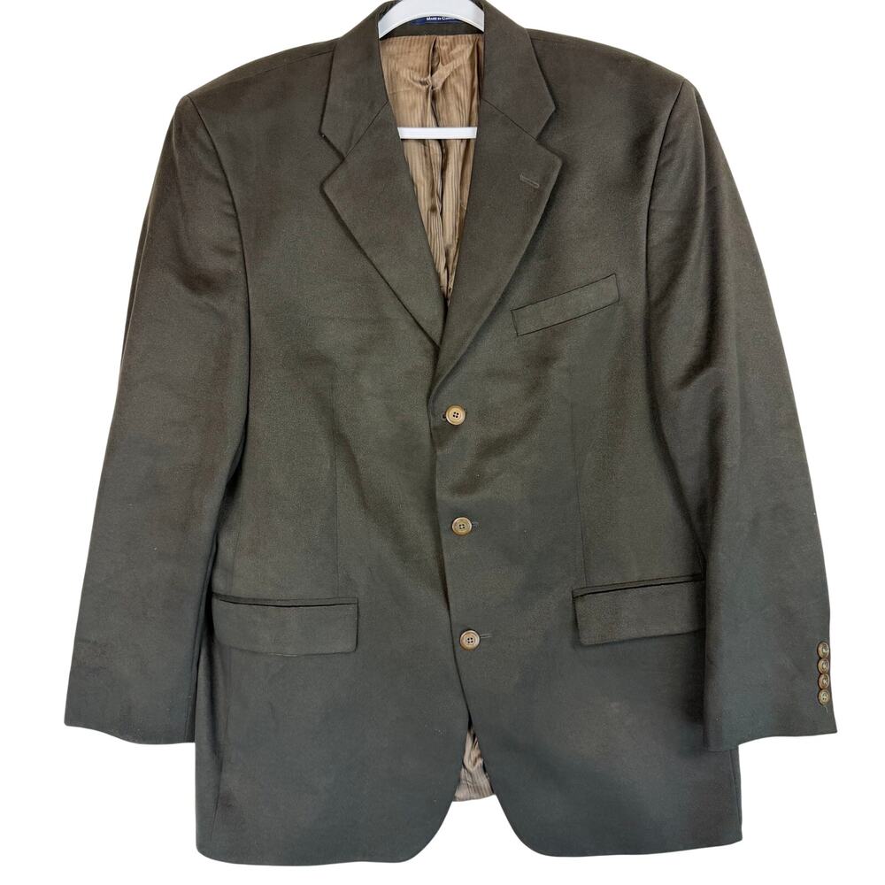 Chaps Ralph Lauren Men Blazer Jacket 42L Olive Green 3 Button Sport Coat 42 Long